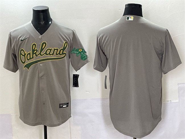 Men's Oakland Athletics Blank Grey Cool Base Stitched Baseball   Jersey