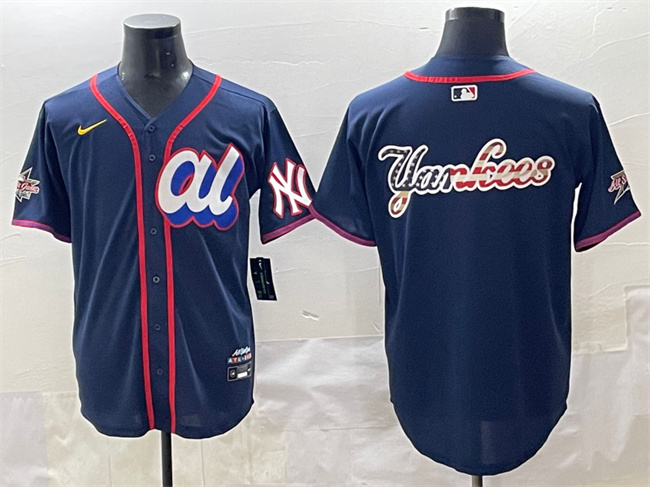 Men's American League New York Yankees Team Big Logo Navy 2025 All-Star Edition Limited Stitched Baseball Jersey 002