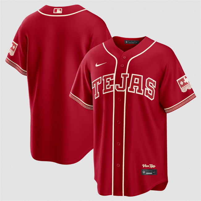 Men's Texas Rangers Blank Red 2026 City Connect Stadium Stitched Baseball Jersey