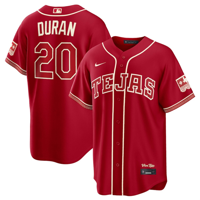 Men's Texas Rangers #20 Ezequiel Durán Red 2026 City Connect Stadium Stitched Baseball Jersey