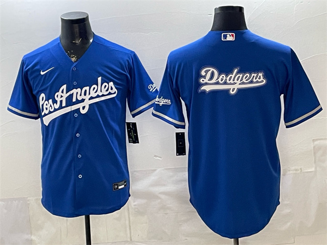 Men's Los Angeles Dodgers Team Big Logo Royal Alternate Stadium Stitched Baseball   Jersey