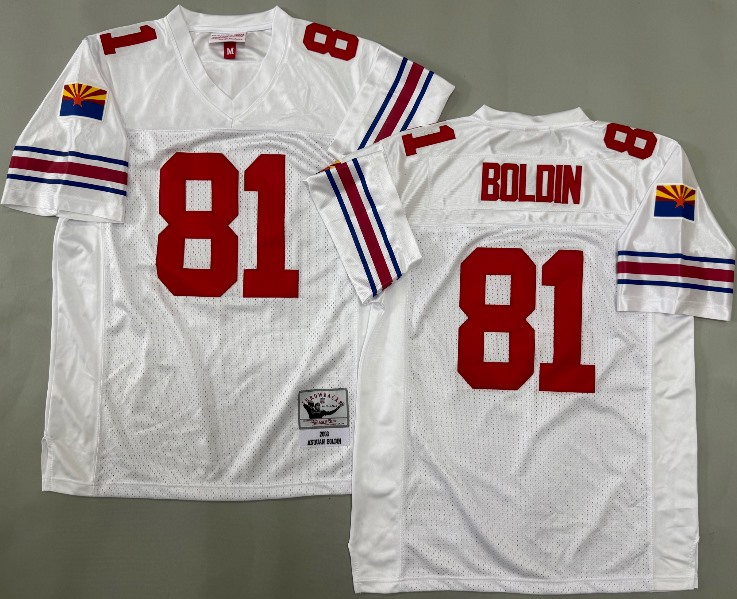 Mens Arizona Cardinals #81 Anquan Boldin Mitchell&Ness White 2003 Legacy Stitched Throwback Jersey