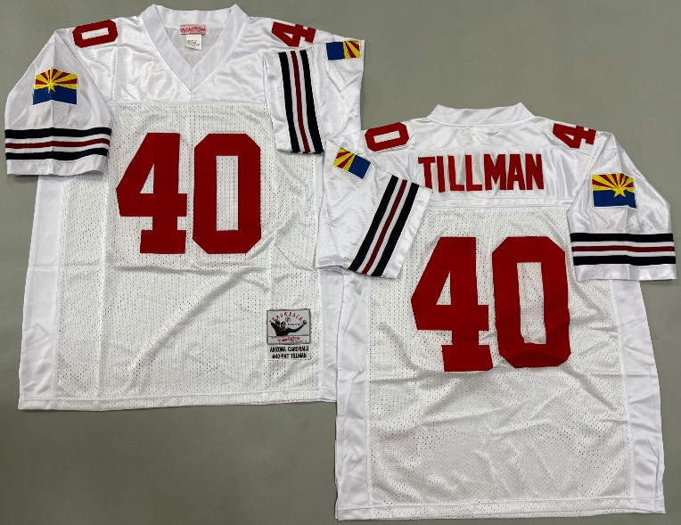 Mens Arizona Cardinals Retired Player #40 Pat Tillman Mitchell & Ness  White Vintage Jersey