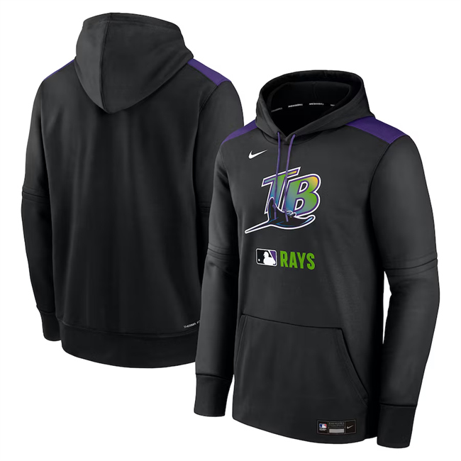Men's Tampa Bay Rays Black Collection Performance Pullover Hoodie