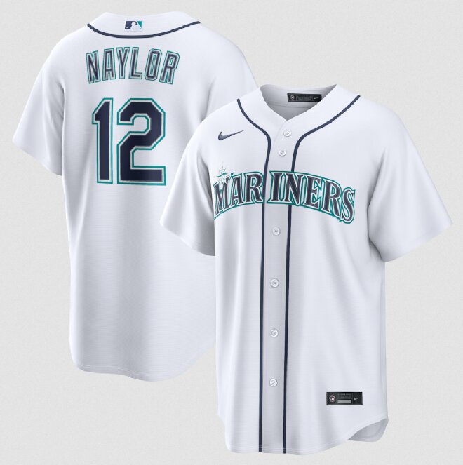 Men's Seattle Mariners #12 Josh Naylor White Cool Base Limited Stitched Jersey