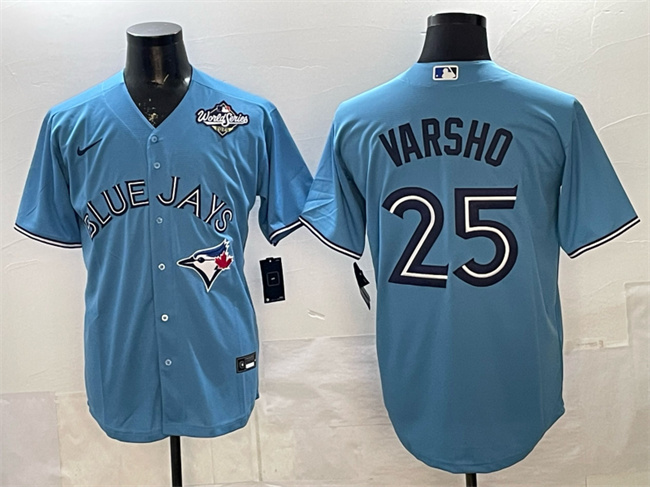 Men's Toronto Blue Jays #25 Daulton Varsho Blue 2025 World Series Cool Base Stitched Baseball Jersey