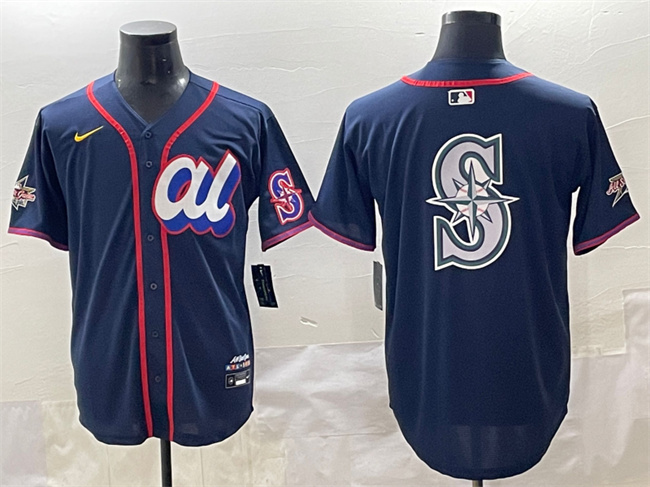 Men's American League Seattle Mariners Team Big Logo Navy 2025 All-Star Edition Limited Stitched Baseball Jersey 002