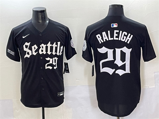 Men's Seattle Mariners #29 Cal Raleigh Black 'Deep Sea Gothic Edition' Vapor Premier Limited Stitched Baseball Jersey