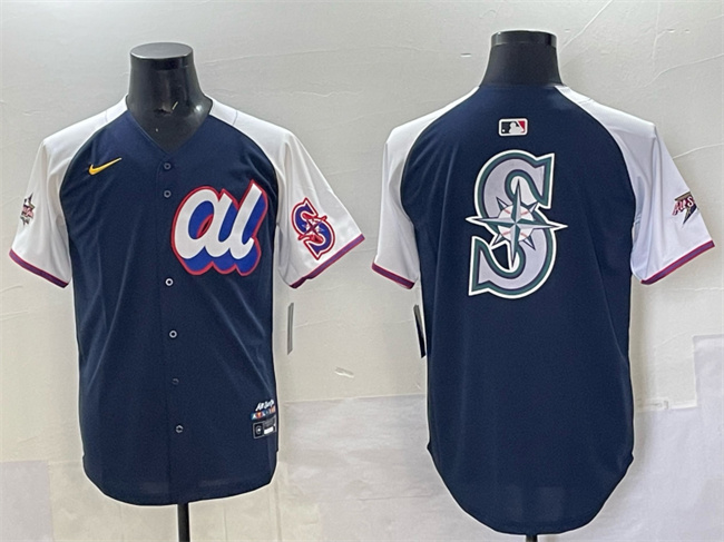 Men's American League Seattle Mariners Team Big Logo Navy Alternate 2025 All-Star Edition Limited Stitched Baseball Jersey