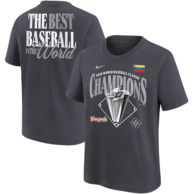 Men's Venezuela Baseball Charcoal 2026 World Baseball Classic Champions Locker Room T-Shirt