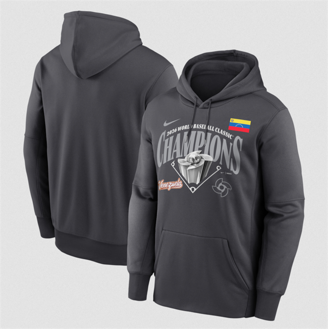Men's Venezuela Baseball Charcoal 2026 World Baseball Classic Champions Locker Room Hoodie
