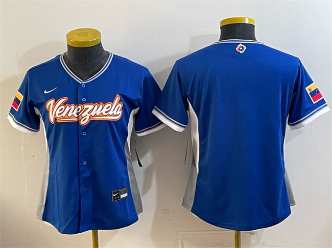 Women's Venezuela Baseball Blank Royal 2026 World Baseball Classic Road Stadium Stitched Baseball Jersey(Run Small)