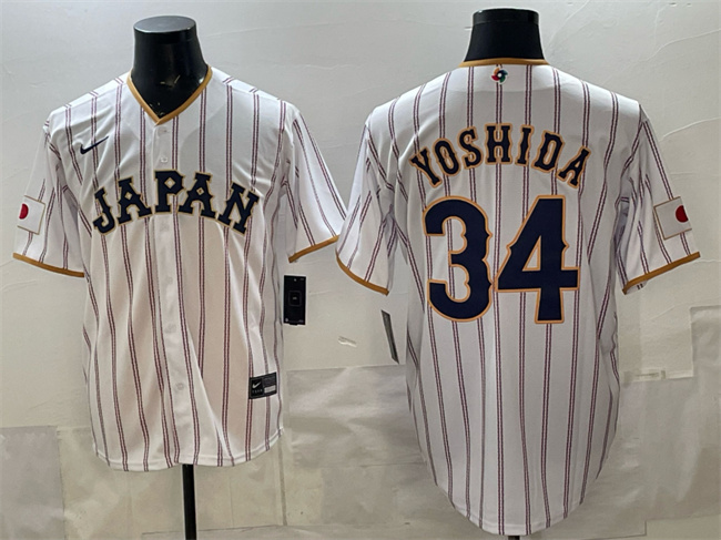 Men's Japan Baseball #34 Masataka Yoshida White 2026 World Baseball Classic Home Stadium Stitched Jersey