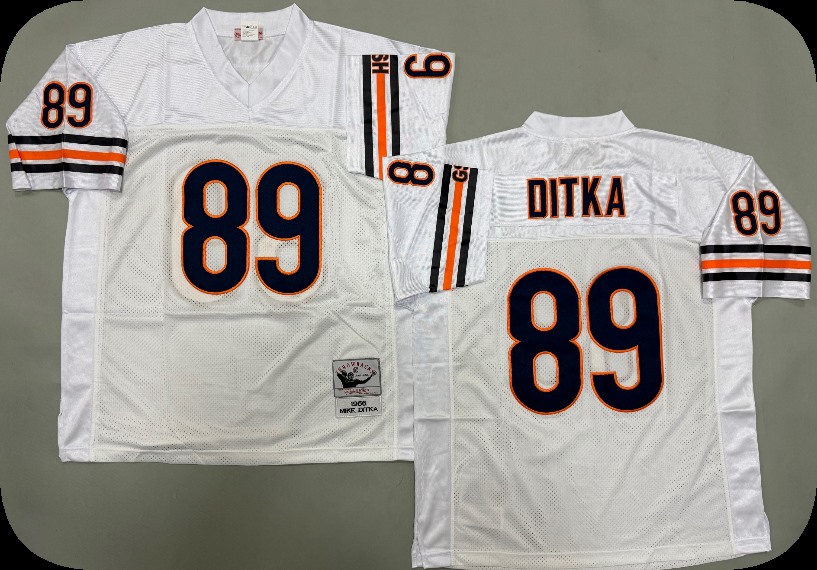 Mens Chicago Bears #89 Mike Ditka Mitchell&Ness White Throwback Jersey