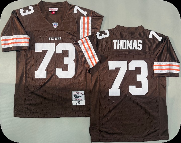 Men's Cleveland Browns #73 Joe Thomas 2007 Brown Throwback Jersey