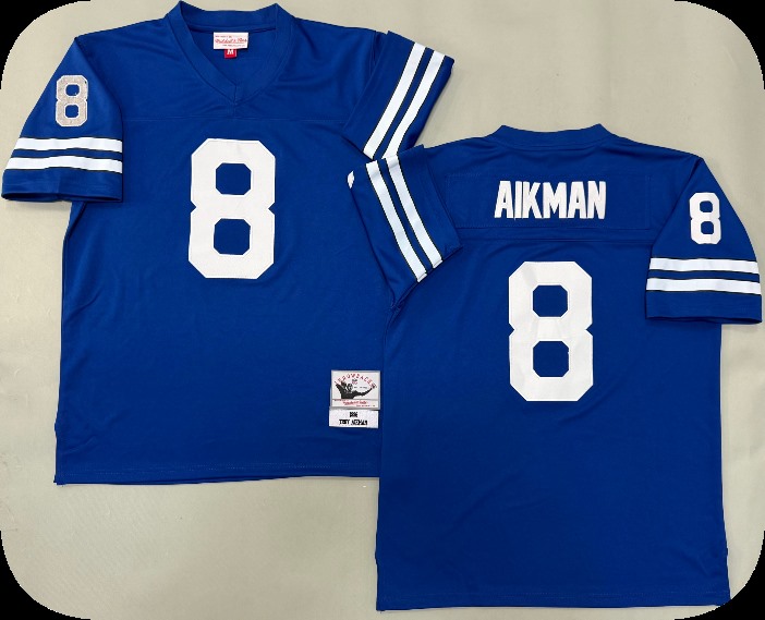 Men's  Dallas Cowboys #8 Troy Aikman Blue 1996 Throwback Jersey