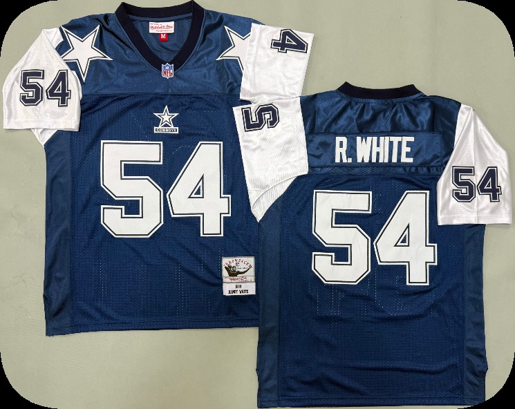 Men's Dallas Cowboys #54 Randy White Thanksgivings Blue Mitchell & Ness Throwback Retired Player Jersey