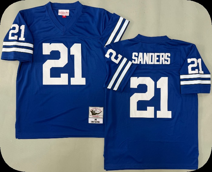 Men's Dallas Cowboys #21 Deion Sanders Light Blue Throwback Jersey