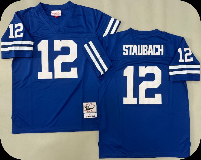 Men's Dallas Cowboys #12 Roger Staubach Light Blue Throwback Jersey