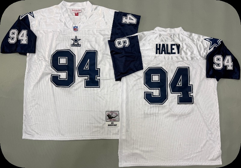 Men's Dallas Cowboys #94 Charles Haley White Thanksgivings 1994 Throwback Jersey