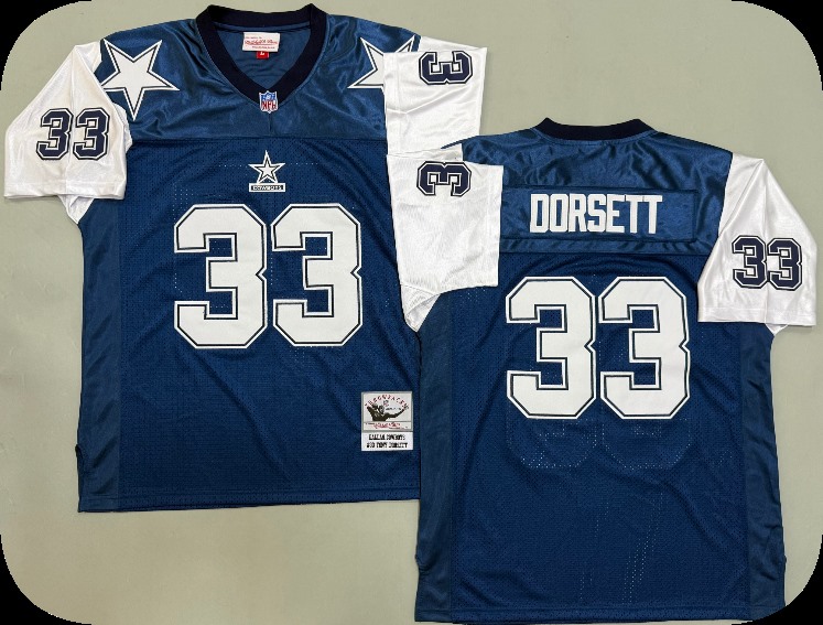 Men's Dallas Cowboys #33 Tony Dorsett Thanksgivings Blue Mitchell & Ness Throwback Retired Player Jersey