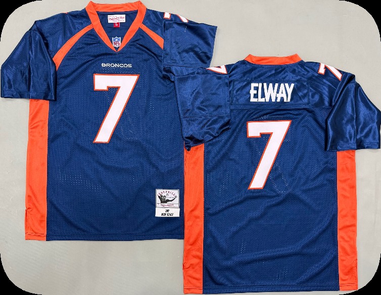 Men's Denver Broncos #7 John Elway Blue Super Bowl Throwback Jersey