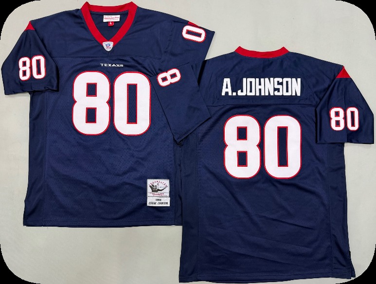 Men's Houston Texans #80 Andre Johnson 2008 Navy Throwback Jersey