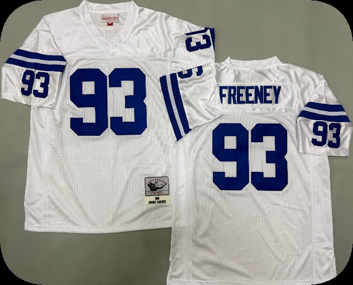 Men's Indianapolis Colts #93 Dwight Freeney 2006 White Throwback Jersey