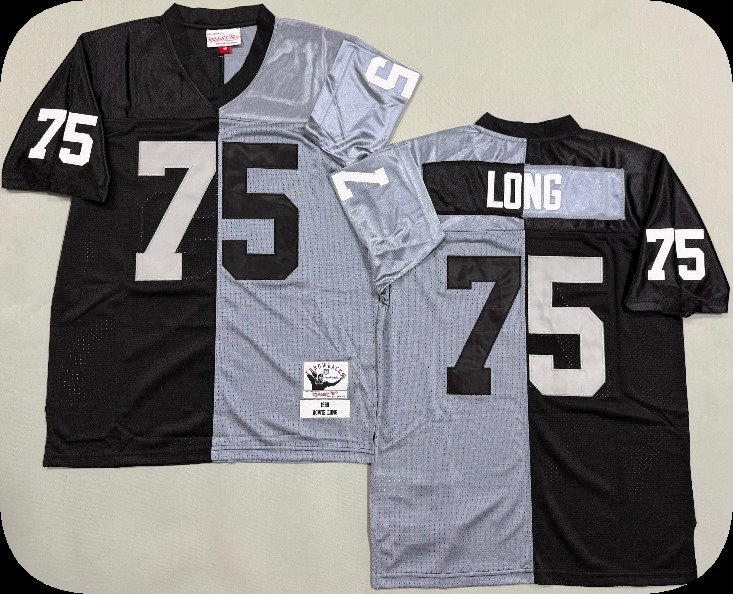 Men's Las Vegas Raiders #75 Howie Long  Mitchell & Ness BlackSilver Split Legacy Replica Jersey