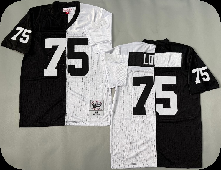 Men's Las Vegas Raiders #75 Howie Long  Mitchell & Ness Black White Split Legacy Replica Jersey