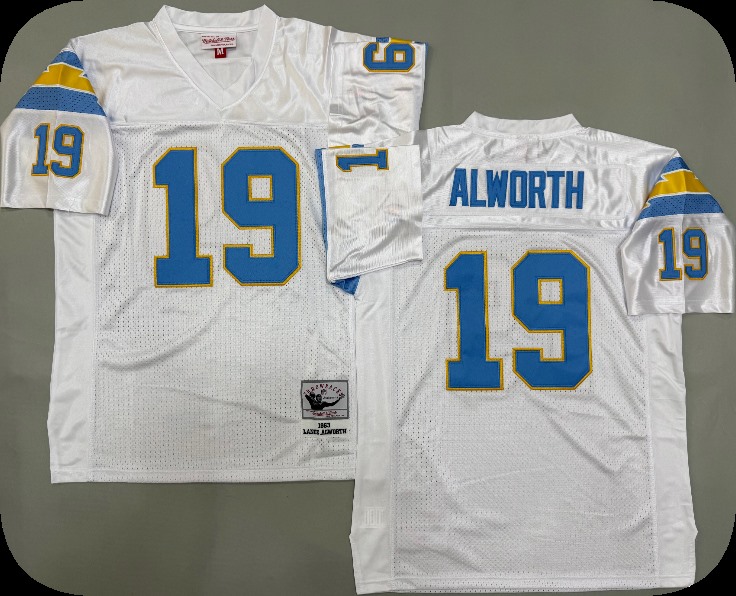 Men's San Diego Chargers #19 Lance Alworth Mitchell & Ness White Throwback Football Jersey