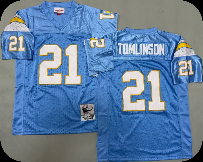 Men's San Diego Chargers #21 LaDainian Tomlinson Mitchell & Ness Powder Blue Throwback Football Jersey