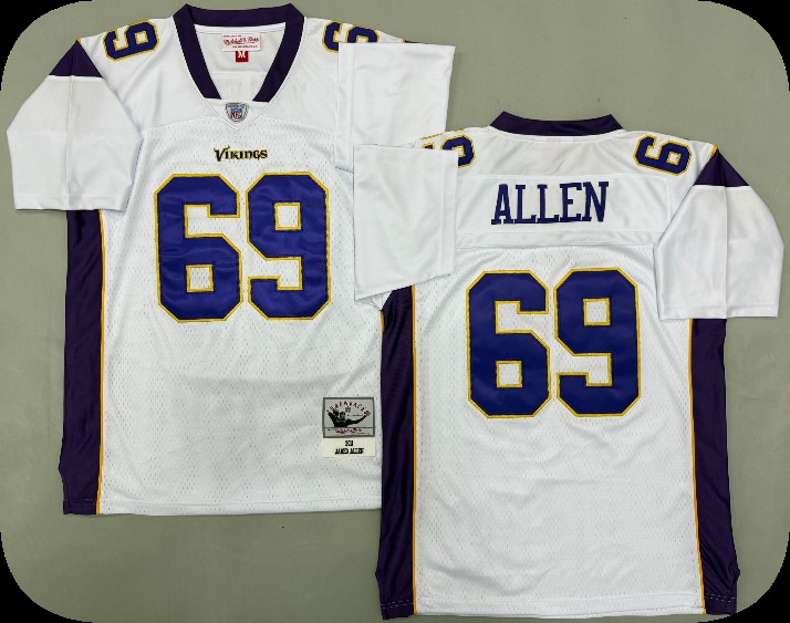 Men's Minnesota Vikings #69 Jared Allen White 2011 Throwback Jersey