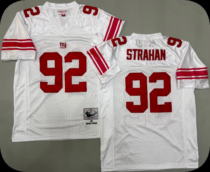 Men's New York Giants #92 Michael Strahan Mitchell & Ness  Replica Jersey - White