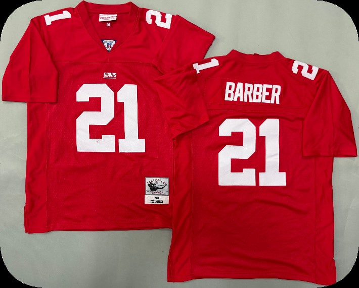 Mens New York Giants #21 Tiki Barber Mitchell & Ness Retired Player Vintage Jersey - Red