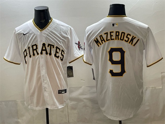 Men's Pittsburgh Pirates #9 Bill Mazeroski White Limited Stitched Baseball Jersey