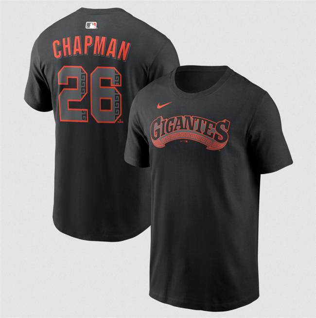 Men's San Francisco Giants #26 Matt Chapman Black Alternate Name & Number T-Shirt