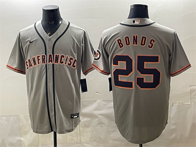 Men's San Francisco Giants #25 Barry Bonds Grey Cool Base Stitched Baseball Jersey