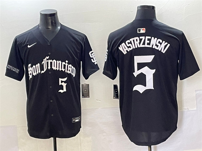 Men's San Francisco Giants #5 Mike Yastrzemski Black 'Gothic Fog Edition' Vapor Premier Limited Stitched Baseball Jersey