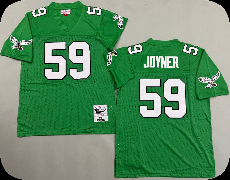 Men's Philadelphia Eagles #59 Seth Joyner 1990 Kelly Green throwback Jersey