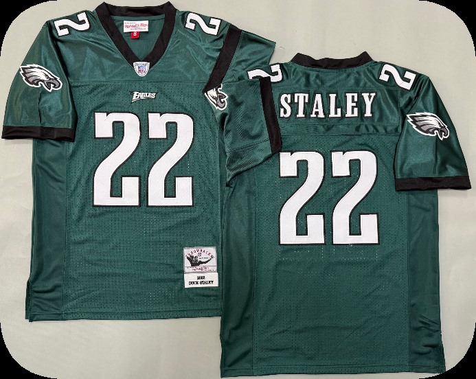 Men's Philadelphia Eagles #22 Duce Staley Green Throwback Football Stitched Jersey