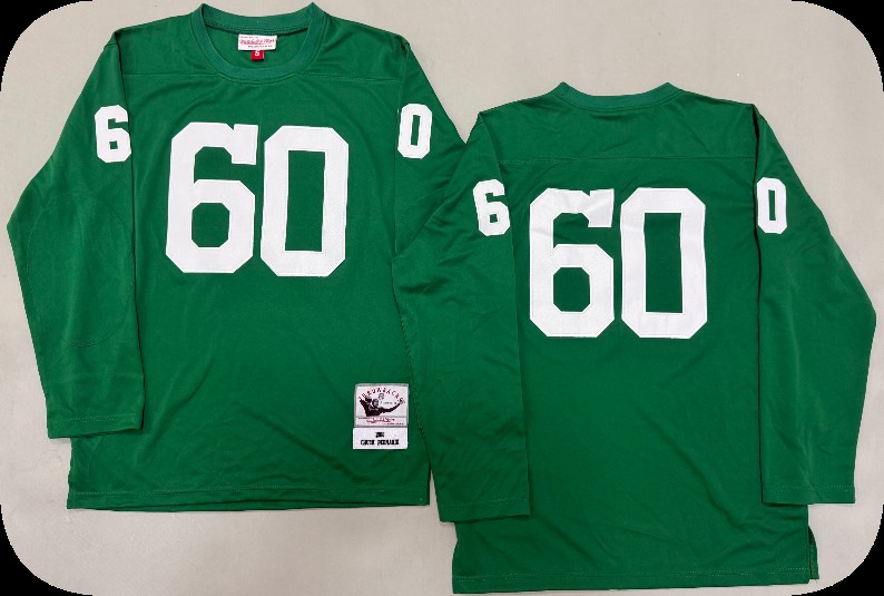 Men's Philadelphia Eagles #60 Chuck Bednarik 1960 Green Long-Sleeved Throwback Jersey