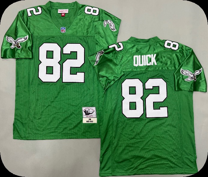 Men's Philadelphia Eagles Retired Player #82 Mike Quick Mitchell & Ness Midnight Green Throwback Jersey