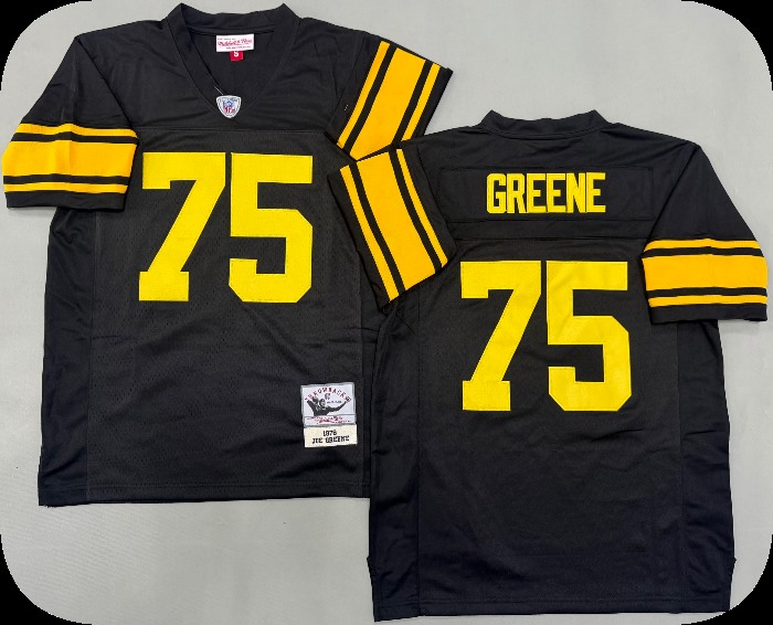 Men's Pittsburgh Steelers #75 Joe Greene Black Gold Legacy Throwback Jersey