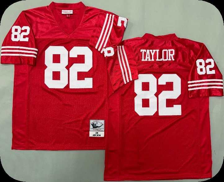 Men's San Francisco 49ers #82 John Taylor 1990 Red Throwback Jersey