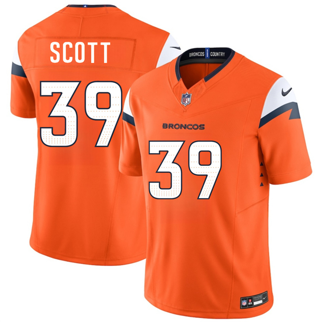 Men's Denver Broncos #39 Miles Scott Orange 2026 Draft F.U.S.E. Vapor Limited Stitched Football Jersey