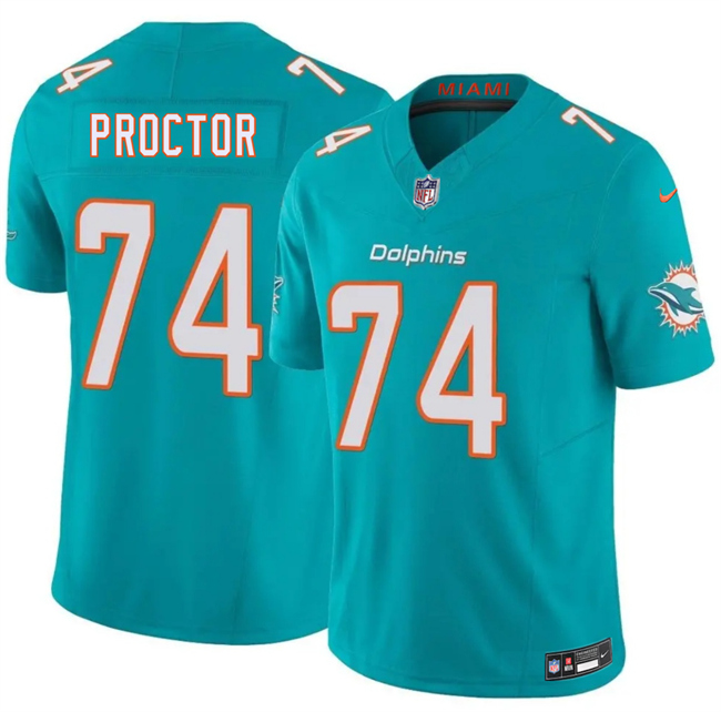 Men's Miami Dolphins #74 Kayden Proctor Aqua 2026 Draft F.U.S.E. Vapor Limited Stitched Football Jersey