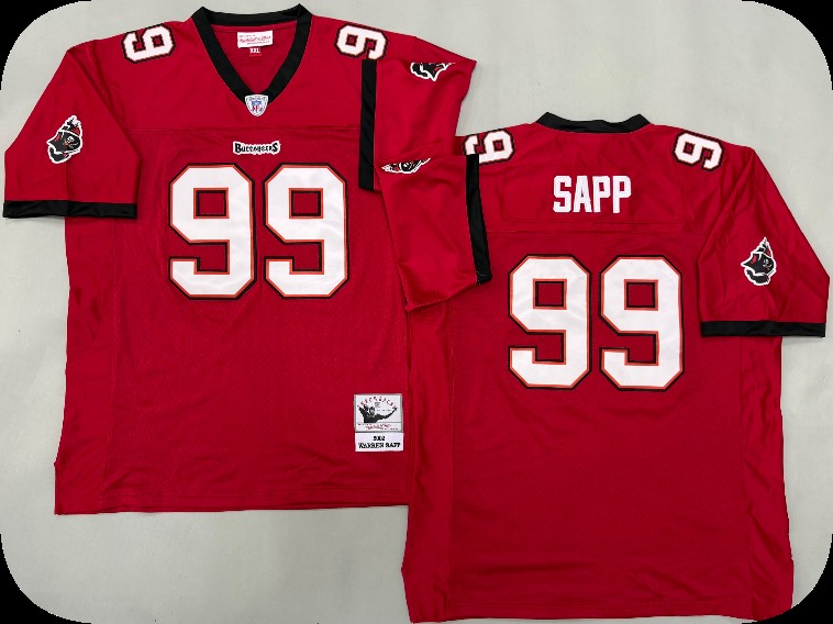 Men's Tampa Bay Buccaneers #99 Warren Sapp Mitchell & Ness Red Throwback Football Jersey