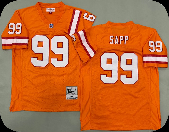 Men's Tampa Bay Buccaneers #99 Warren Sapp Yellow Mitchell & Ness Throwback Football Jersey
