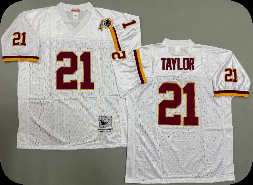Men's Mitchell&Ness Washington Redskins #21 Sean Taylor  White Throwback Jersey